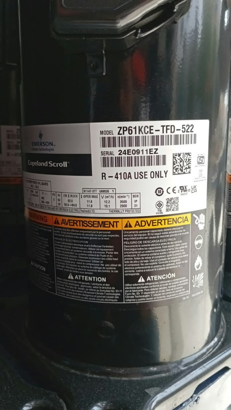 کمپرسور اسکرال کوپلند ZP61KCE-TFD-522 گاز R410